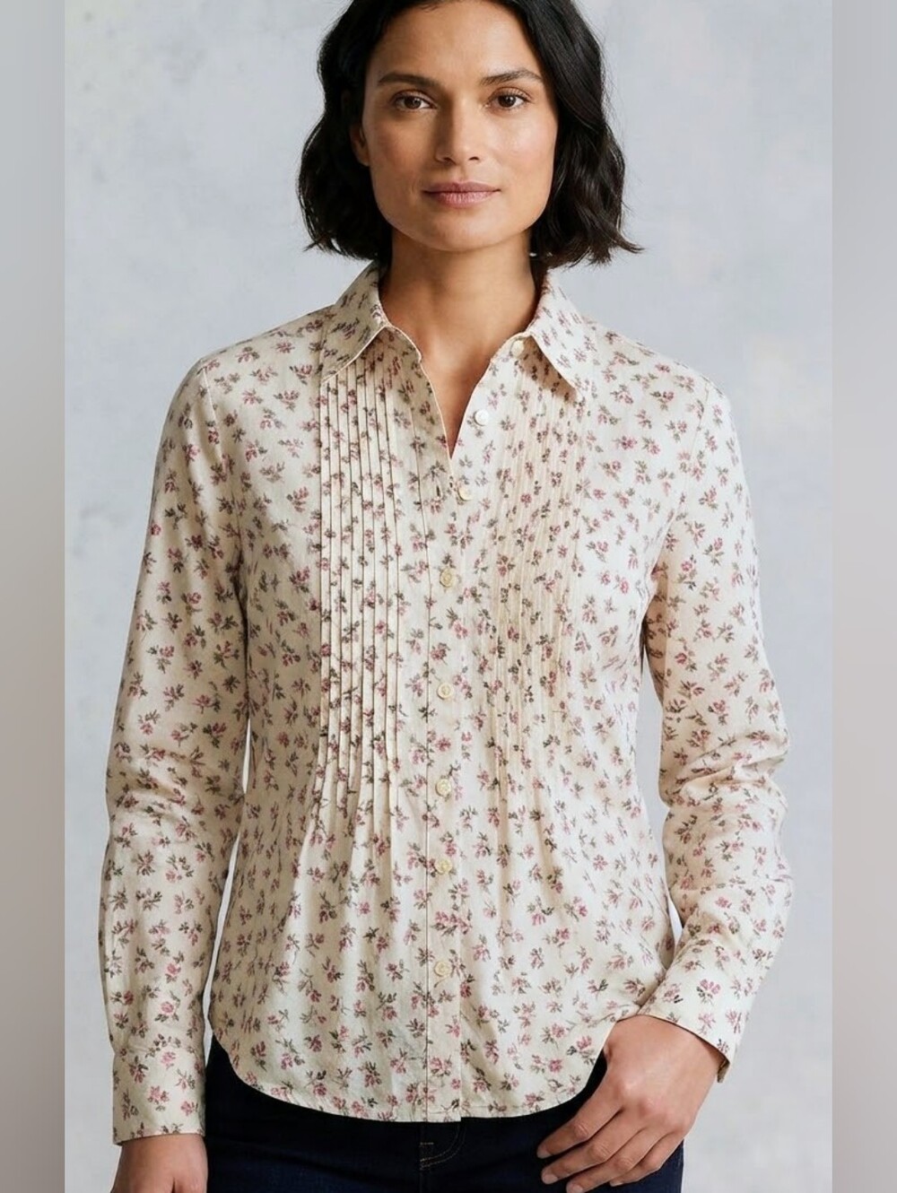 Tommy Hilfiger Vintage Floral Button-Down Shirt Cottagecore Prairie Size Medium